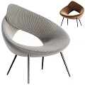 Modern Accent Chair with Gray Woven Mesh Design and Brown Upholstery on Black Metal Legs