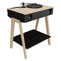 Modern Headphone Speaker Design With Wooden Top Black Body And Shelf Stand