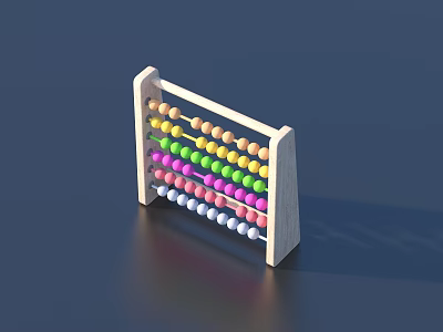 Colorful Wooden Abacus with Rainbow Colored Beads for Kids Learning Counting Tool 3d model