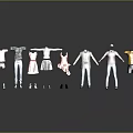 Fashionable Clothing Collection With Dresses Tops Pants Jackets And Mannequins