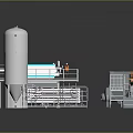Stainless Steel Industrial Processing Equipment With Storage Tanks Pipes And Metal Frames