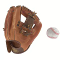 Vintage Brown Leather Baseball Gloves Showing Four Different Angles And Worn Details