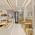 Modern Milk Tea Shop Interior With Display Case And Seating