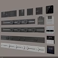 Modern Switch Panels With Various Designs Sockets Buttons And Time 3d model