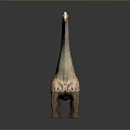 Realistic Long Neck Dinosaur Model With Striped Body Standing On Dark Background