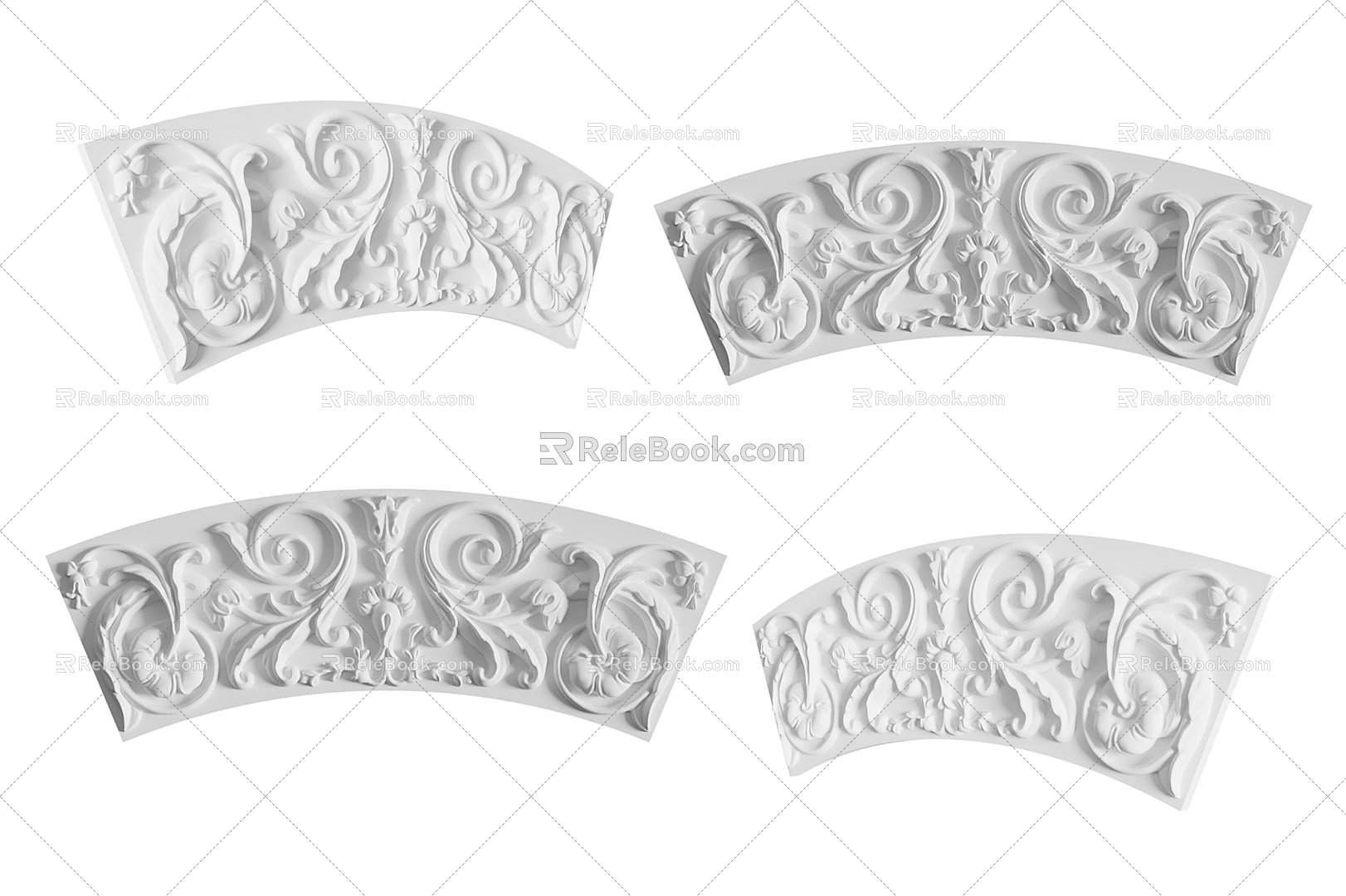 European-style Carved Simple Plaster Decorative Carved 3d model