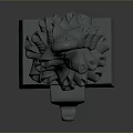 Decorative Gray Tree Shaped Ornament With Layered Curly Design Base And Top Circular Decoration