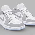 White Gray Air Jordan Low Top Shoes with Nike Swoosh Jumpman Logo Light Blue Sole