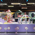 Colorful Playground With Slides Dome Shaped Play Zone And Kid Friendly Seats