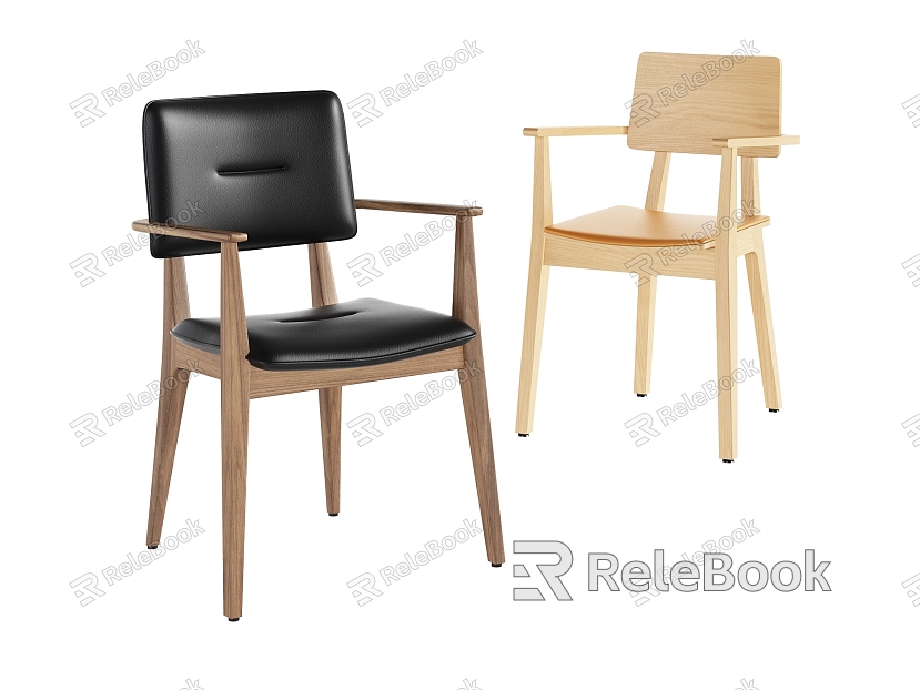 Dining chair combination simple fashion elegant solid wood leather with armrest model