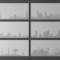 Decorative Wall Panel Design With City Skyline Silhouettes For Interior Decor 3d model