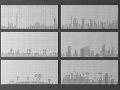 Modern city silhouette perforated plate metal facade landscape wall perforated plate hollow gradient metal perforated plate aluminum plate perforated plate 3d model