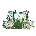 Organic Life Festival Exhibition Booth With Green White Decor Plants And Products