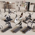 Fitness Equipment Collection Including Treadmills Exercise Bikes Dumbbells Yoga Balls For Home Gym Workouts