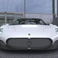 White Sports Car With Modern Sleek Body Design Black Wheels And Glass Building Outdoor Setting