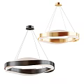 Modern Gold Twisted Ring Chandelier with Elegant Circular Design and Soft Lighting