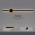 Modern White Reception Desk Design With Black Accents And Overhead Strip Lamp