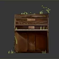 Vintage Wooden Piano With Green Plants Growing On Top And Around