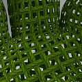 Green Granular OK Hand Gesture Sculpture Composed of Small Particles With Square Base