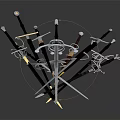Various Types of Crossed Swords in Circular Display as Weapons