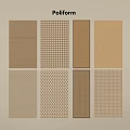 Poliform Brown Partition Panels Featuring Various Grid Honeycomb And Herringbone Textured Patterns 3d model