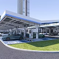 EV Charging Station Canopy Structure With Solar Panel Roof And Charging Ports