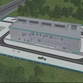 Modern Industrial Factory Building With Multi Story Structure Flat Roof Green Surroundings And Road Access