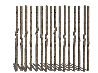Wooden Slat Room Divider With Curved Design For Modern Interior Decor 3d model