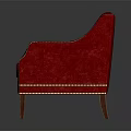 Red Tufted Armchair With Gold Nailhead Trim And Upholstered Design