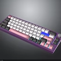 Modern Custom Color Keyboard With Purple Pink White Gray Accents And Blue Backlight