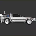 Retro Futuristic Silver Car with White Roof Device and Orange Stripe Decoration