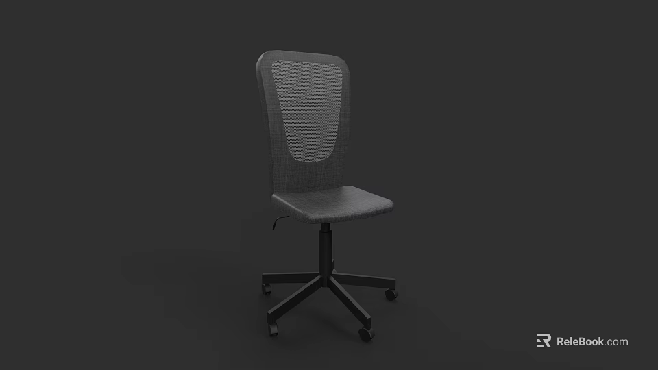 Modern Gray Office Chair with Mesh Back and Padded Seat on Swivel Base with Casters 3d model 