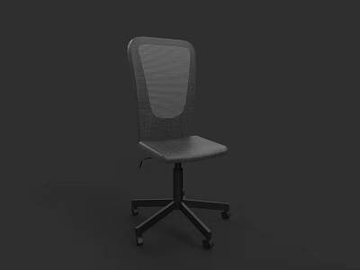 Modern Gray Office Chair with Mesh Back and Padded Seat on Swivel Base with Casters 3d model