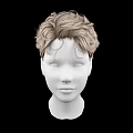 Realistic Human Head Model With Light Brown Curly Hair And Facial Features