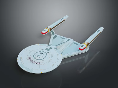 Detailed Starship Model With Disc Shaped Hull And Twin Warp Nacelles For Cosmic Exploration 3d model