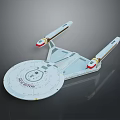 Detailed Starship Model With Disc Shaped Hull And Twin Warp Nacelles For Cosmic Exploration