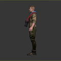 Adventurous Character With Sunglasses Blue Scarf Brown Jacket Green Pants And Binoculars
