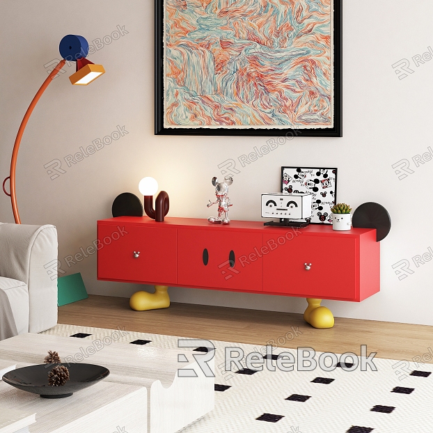 Mickey TV Cabinet Dopamine Style Jewelry Hanging Painting model