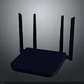 Blue Wireless Home Router With Four External Antennas And Modern Design