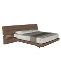 Modern Double Bed With Brown Upholstered Headboard Side Nightstands And White Pillows