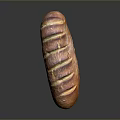 Freshly Baked Long Loaf Bread With Golden Brown Crust And Slash Marks