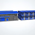 Construction Site Temporary Buildings Using Blue Containers For Dormitories And Offices 3d model