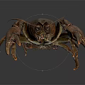 Aquatic Brown Crayfish With Detailed Claws And Textured Shell On Plain Background