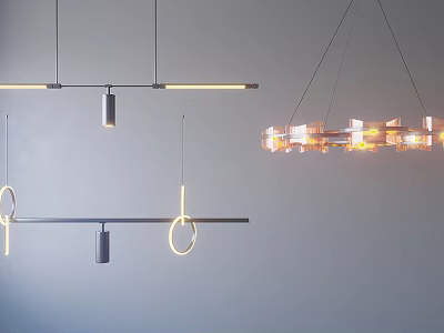 Stylish Modern Contemporary Chandeliers Featuring Linear Circular And Geometric Illuminated Designs 3d model