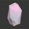 Transparent Polyhedral Crystal With Cracked Surface And Colorful Reflections On Gray Background