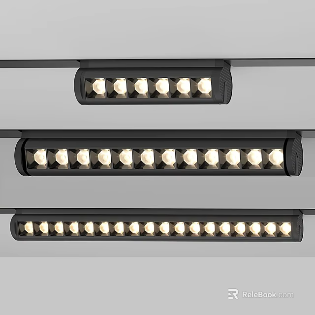 Black Linear Downlights And Spotlights With Multiple Bulbs Modern Ceiling Lighting Design 3d model 