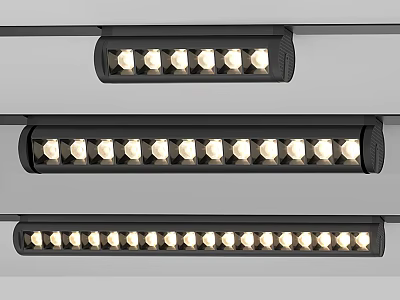 Black Linear Downlights And Spotlights With Multiple Bulbs Modern Ceiling Lighting Design 3d model