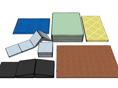 Sports Equipment Featuring Colorful Foldable Exercise Mats And Gym Floor Pads 3d model