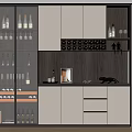 Modern Wine Cabinet Design With Glass Shelves Wine Bottles And Hanging Glasses