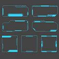 Futuristic Blue Outline Frames For Modern Interface Design Elements 3d model